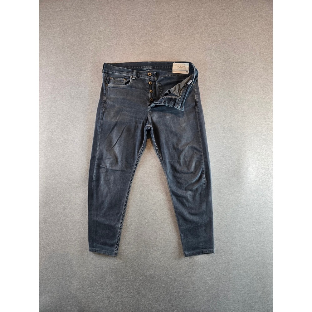 Rag & Bone Fit 3 Classic Jeans Mens 34W Minna Gray Cropped Distressed Button Fly